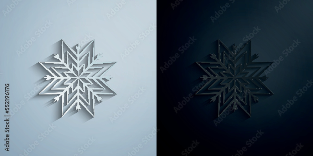 Snowflake paper icon with shadow vector illustration