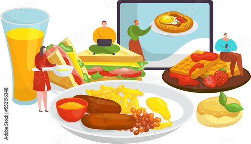 Order food delivery online isolated vector illustration. Take away fast food,...