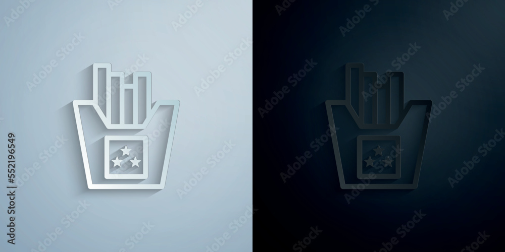 French fries, usa paper icon with shadow vector illustration