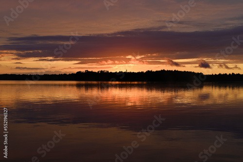 Red sky reflected in a lake at dusk 1