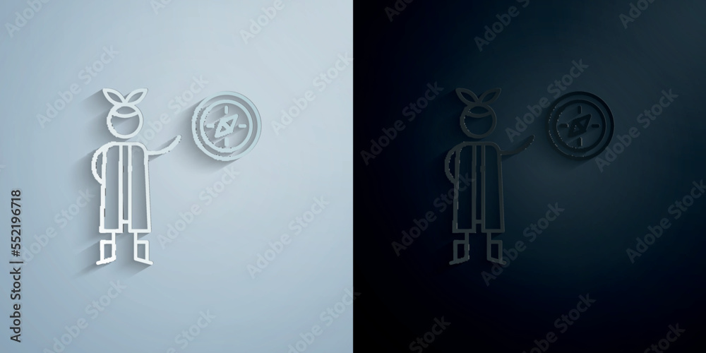 Compass, adventure paper icon with shadow vector illustration Compass, adventure paper icon with shadow vector illustration