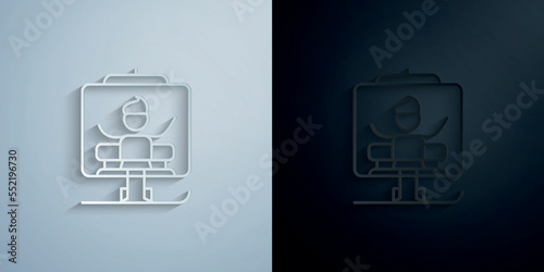 Chairlift, adventure paper icon with shadow vector illustration