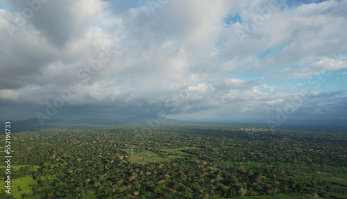 Green Nicaragua landscape with clouds