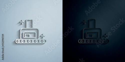 Conveyor belt, airport paper icon with shadow vector illustration