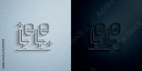 Eco class chair, airport paper icon with shadow vector illustration