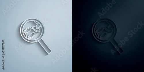Magnifier pills paper icon with shadow vector illustration