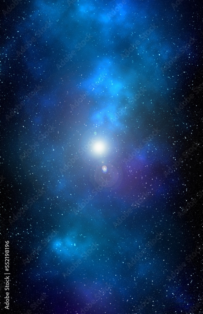 Fototapeta premium Space background with stardust and shining stars. Realistic cosmos and color nebula. Colorful galaxy. 3d illustration