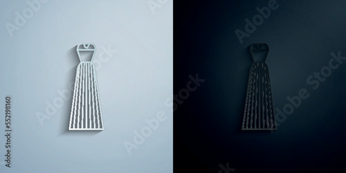 Wedding dresses, clothes paper icon with shadow vector illustration