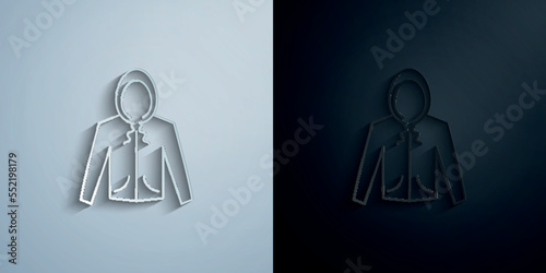 Jacket, hoodie clothes dress paper icon with shadow vector illustration photo