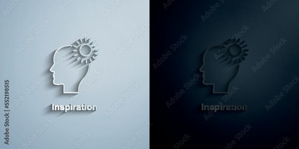 Dream, head, inspiration paper icon with shadow vector illustration - obrazy, fototapety, plakaty 