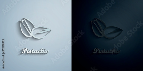Crustaceans, fruit, pistachios paper icon with shadow vector illustration