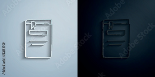 Book with a bookmark sketch paper icon with shadow vector illustration