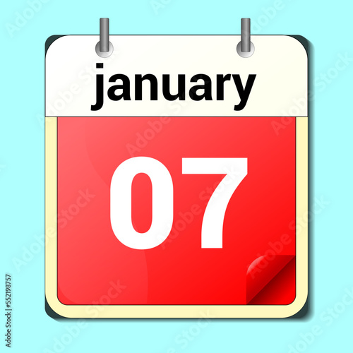 day on the calendar  vector image format  January 7