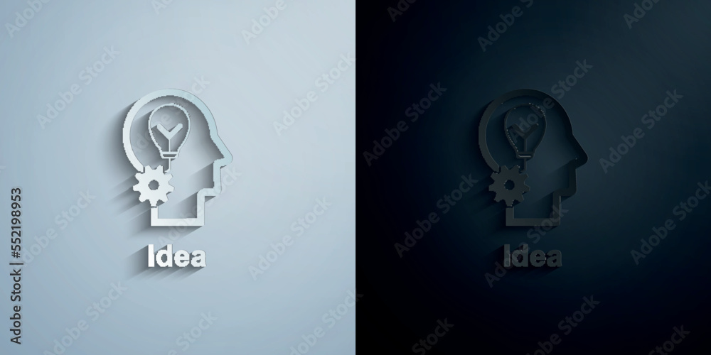 Human mind, idea paper icon with shadow vector illustration Human mind, idea paper icon with shadow vector illustration