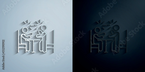 Schooling confused parent paper icon with shadow vector illustration