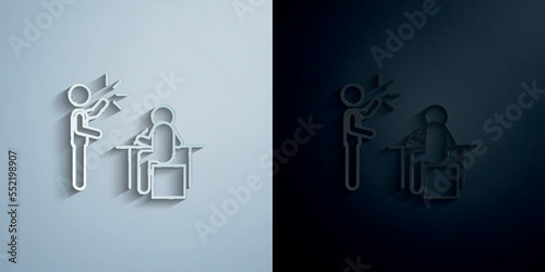 Home schooling, work on the bugs paper icon with shadow vector illustration