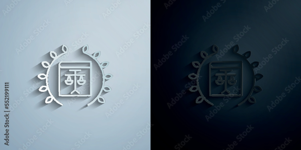 Obraz premium Justice, balance paper icon with shadow vector illustration