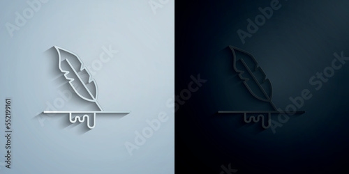 Writing, quill paper icon with shadow vector illustration