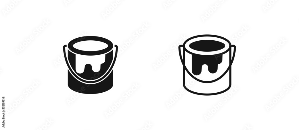 Bucket paint icon. Can sign. Jar with color symbol. Vector sign. Bucket paint icon. Can sign. Jar with color symbol. Vector sign.