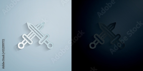 Swords paper icon with shadow vector illustration
