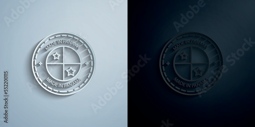 Passport stamp, visa, panama, made in panama paper icon with shadow vector illustration