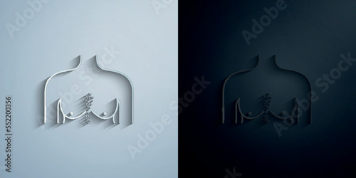 Between chest epilation, women paper icon with shadow vector illustration