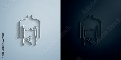Bikini epilation, women paper icon with shadow vector illustration