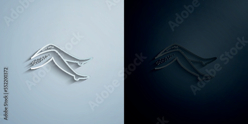 Legs epilation, women paper icon with shadow vector illustration