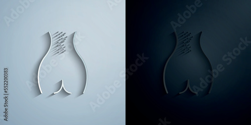 Low back epilation, women paper icon with shadow vector illustration