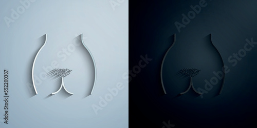 Belly epilation, women paper icon with shadow vector illustration