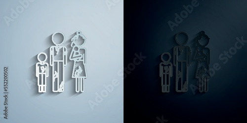 Poor family paper icon with shadow vector illustration
