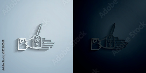 Beggar with tag paper icon with shadow vector illustration