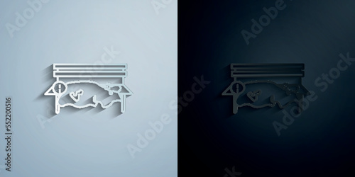 Poor man sleep park paper icon with shadow vector illustration