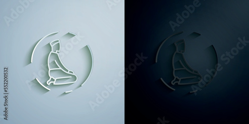 Muslim man prayer julus paper icon with shadow vector illustration