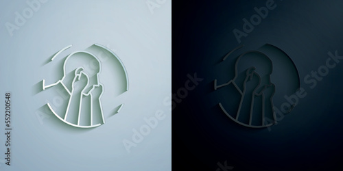 Muslim man prayer salah paper icon with shadow vector illustration