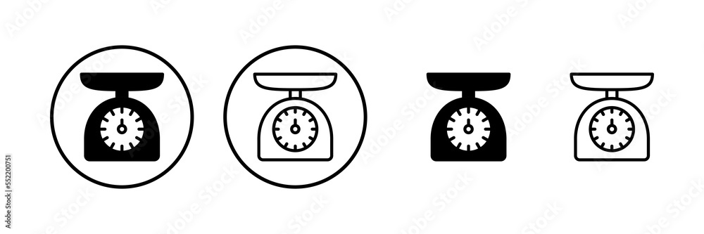 Scales icon vector illustration. Weight scale sign and symbol Scales icon vector illustration. Weight scale sign and symbol