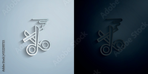 Quit smoking, cut cigarette paper icon with shadow vector illustration