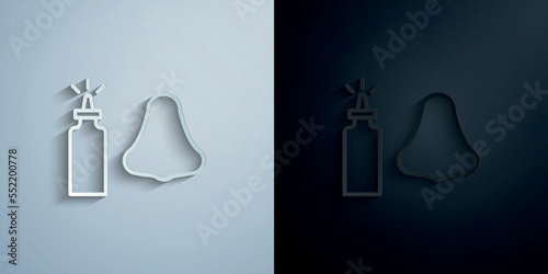 Quit smoking, nasal spray paper icon with shadow vector illustration