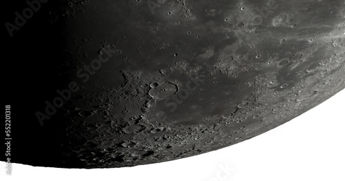 Fototapeta Naklejka Na Ścianę i Meble -  The moon, south pole detail on plain or transparent background - 3D render - maps from Nasa