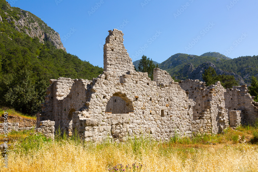Avenue of Necropolis. Ruins of ancient city Olympos in Lycia. Turkey