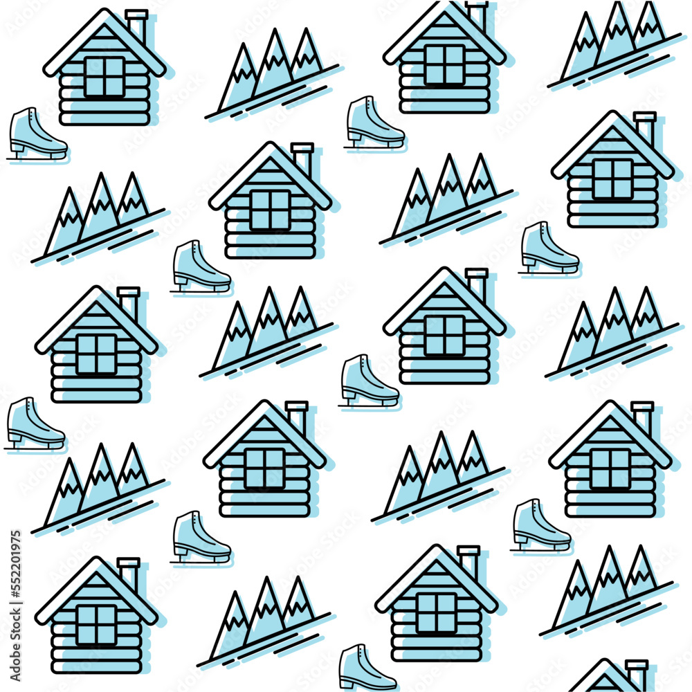 Winter seamless pattern background with winter icons Vector