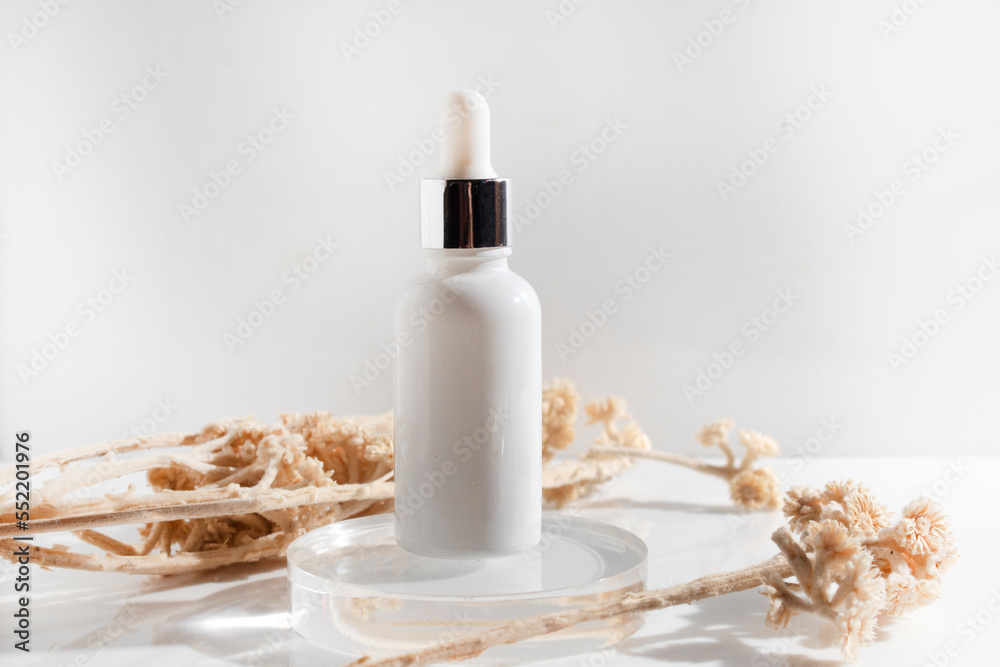 beauty cosmetic bottle mockup of skin care medical, cleanser of facial foam lotion, makeup for face, container packaging of healthycare branding