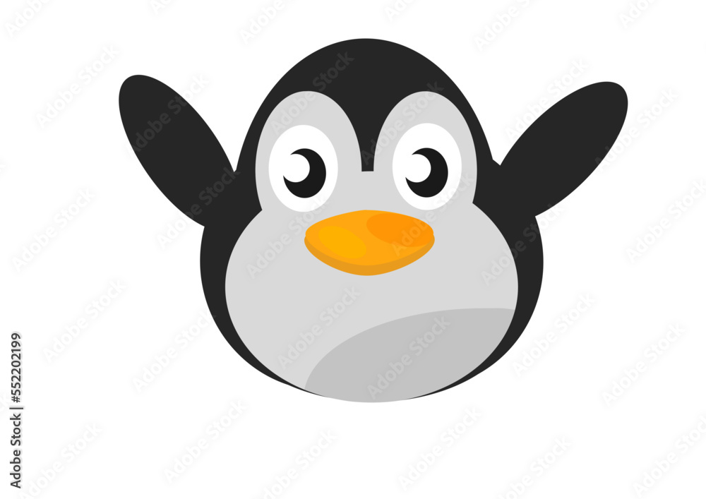 Obraz premium Curte Penguin Emoticon With Flippers Up Vector