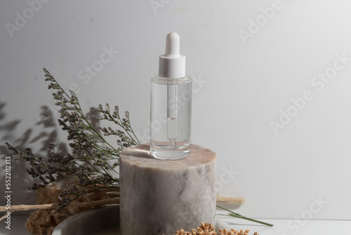 beauty cosmetic bottle mockup of skin care medical, cleanser of facial foam lotion, makeup for face, container packaging of healthycare branding photo