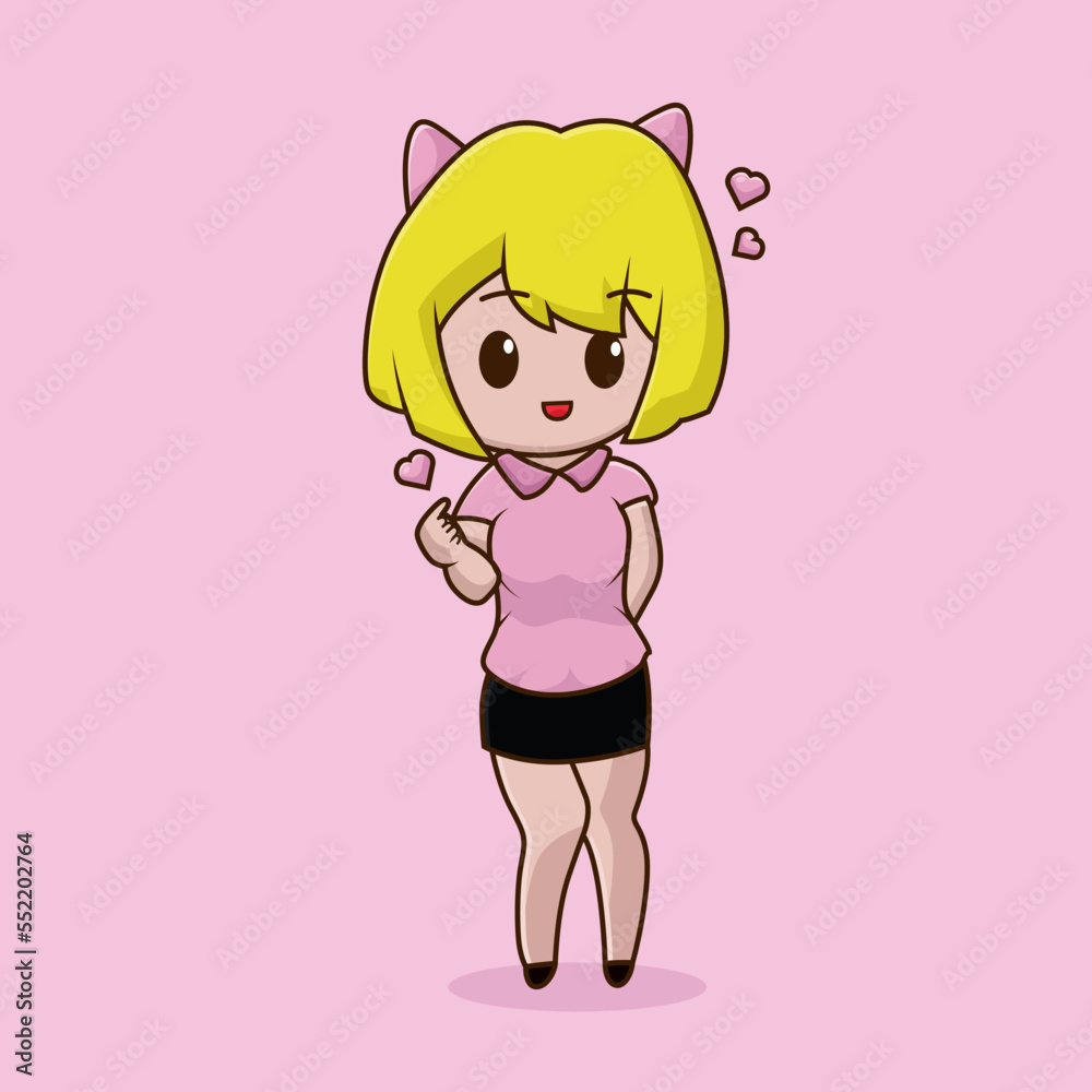 Happy valentine day, vector illustration cute blonde girl with love Happy valentine day, vector illustration cute blonde girl with love