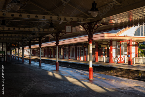 5 December 2022. Aviemore, Highlands and Islands,Scotland. This is Aviemore Railway Station, The Strathspey Railway on a sunny afternoon.