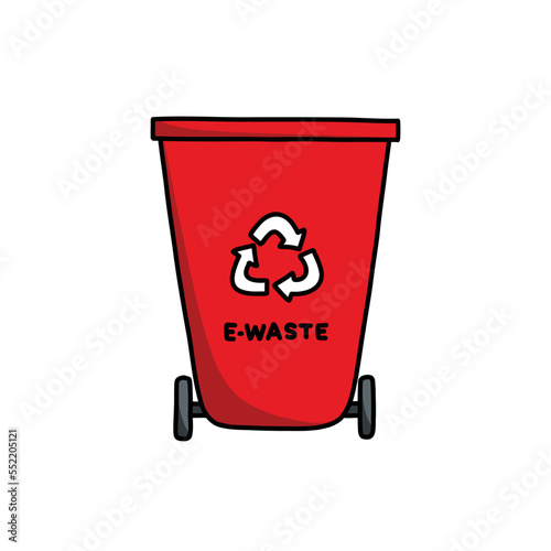 recycle bin container ewaste doodle icon, vector color line illustration