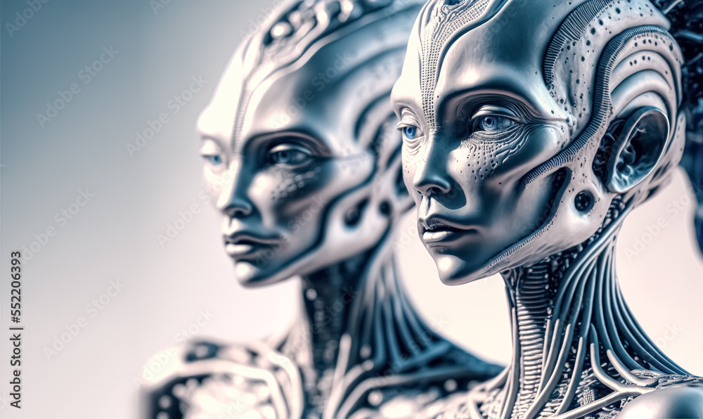 Aliens, extraterrestrial civilizations. Digital art	