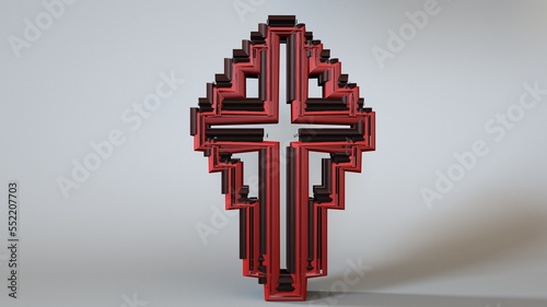A 3D Illustration of the Christian cross. Artists, Designers, Pattern Makers, and Modelers must take a very close look of this extremely detailed mesh or lattice to craft a version of their own.