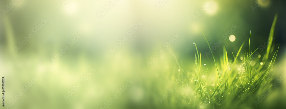 Abstract spring background or summer banner with fresh grass